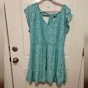 LC Lauren Conrad Green Flutter Sleeve Sundress